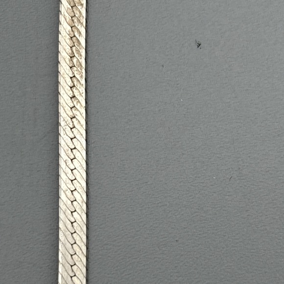 Vintage Sterling Silver Herringbone Chain Necklace Made In Italy 17" - Picture 8 of 10